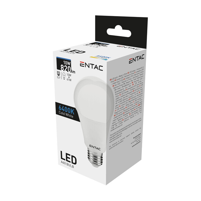 Lâmpadas LED E27 10W Entac – Pack 10 Unidades