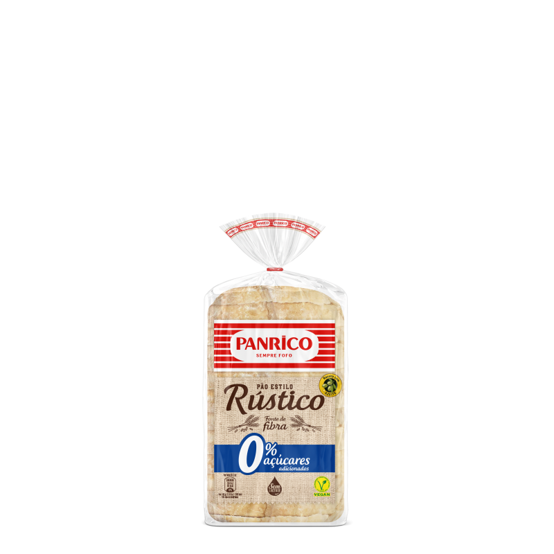 Pão de Forma Rústico 0% Açúcares Panrico 375g (12 Fatias)