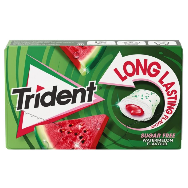Pastilhas Elásticas Trident 60 Minutos Melancia 22 g - Pack 16 Unidades