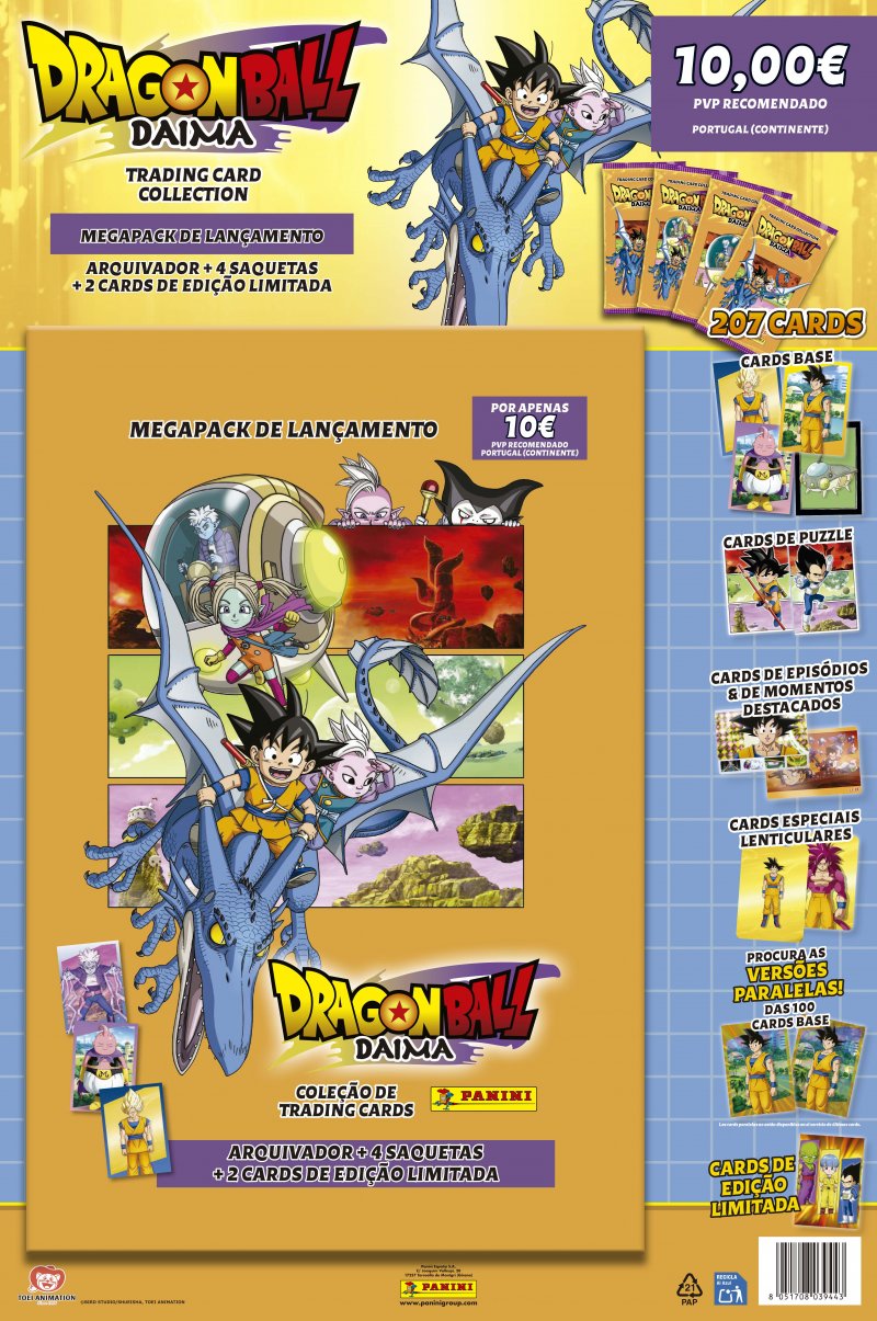 Mega Pack Dragon Ball Daima Trading Card Collection - Arquivador + 4 Saquetas + 2 Cartas Exclusivas